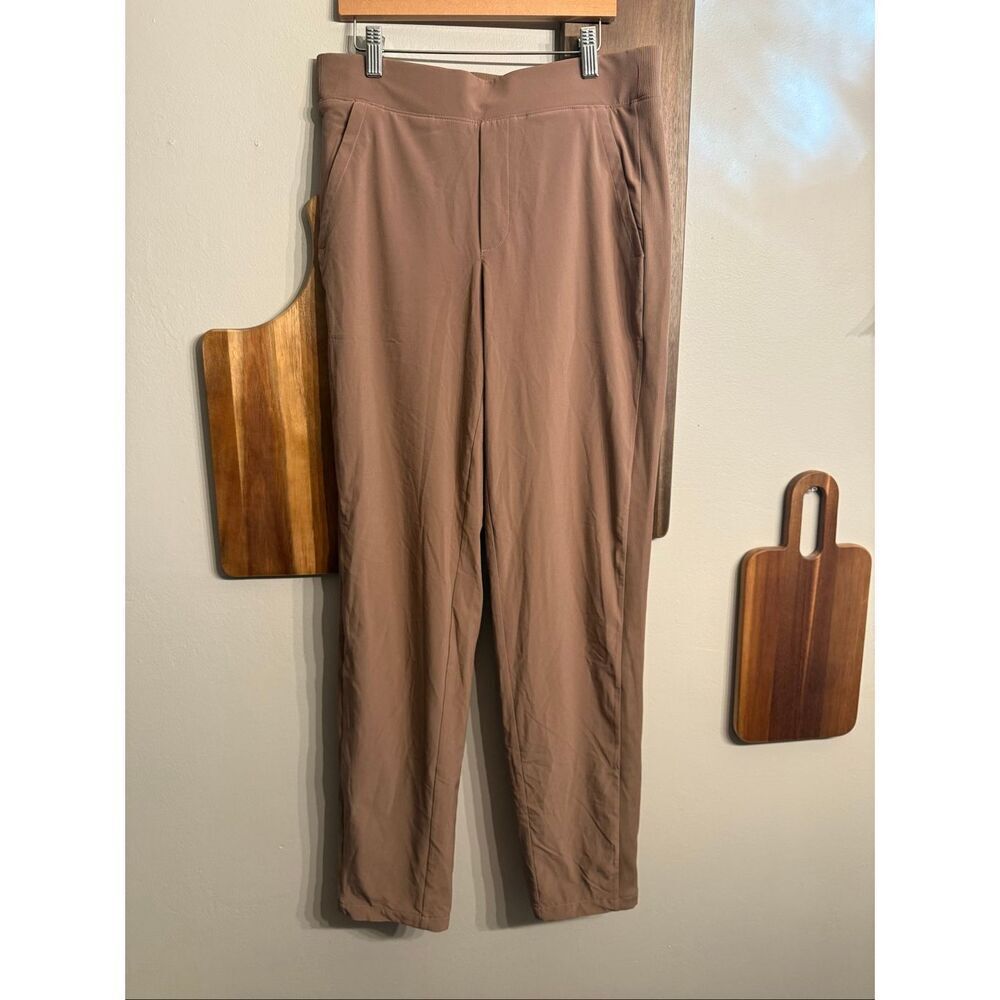 Athleta Rustic Beige Flat Front Pull On Brooklyn Lined Ankle Pants Size 6 Tall